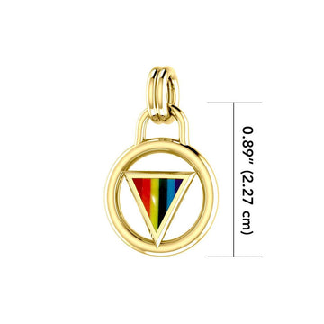 Rainbow Triangle Inlay Solid Gold Pendant GTP523 - Jewelry